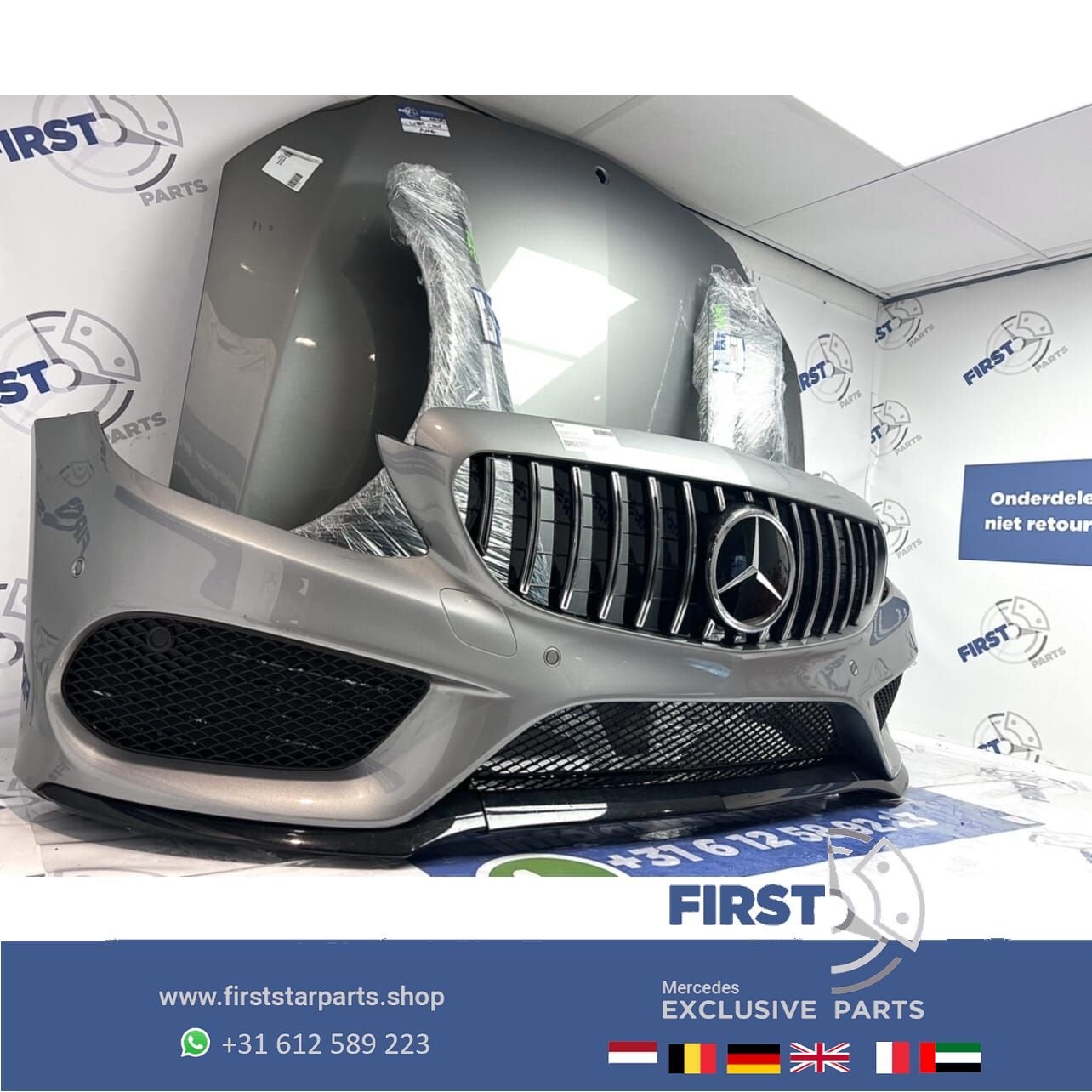 W205 C205 C43 AMG VOORKOP COMPLEET DONKER GRIJS Mercedes C K, Auto-onderdelen, Gebruikt, -, Voor, Ophalen of Verzenden