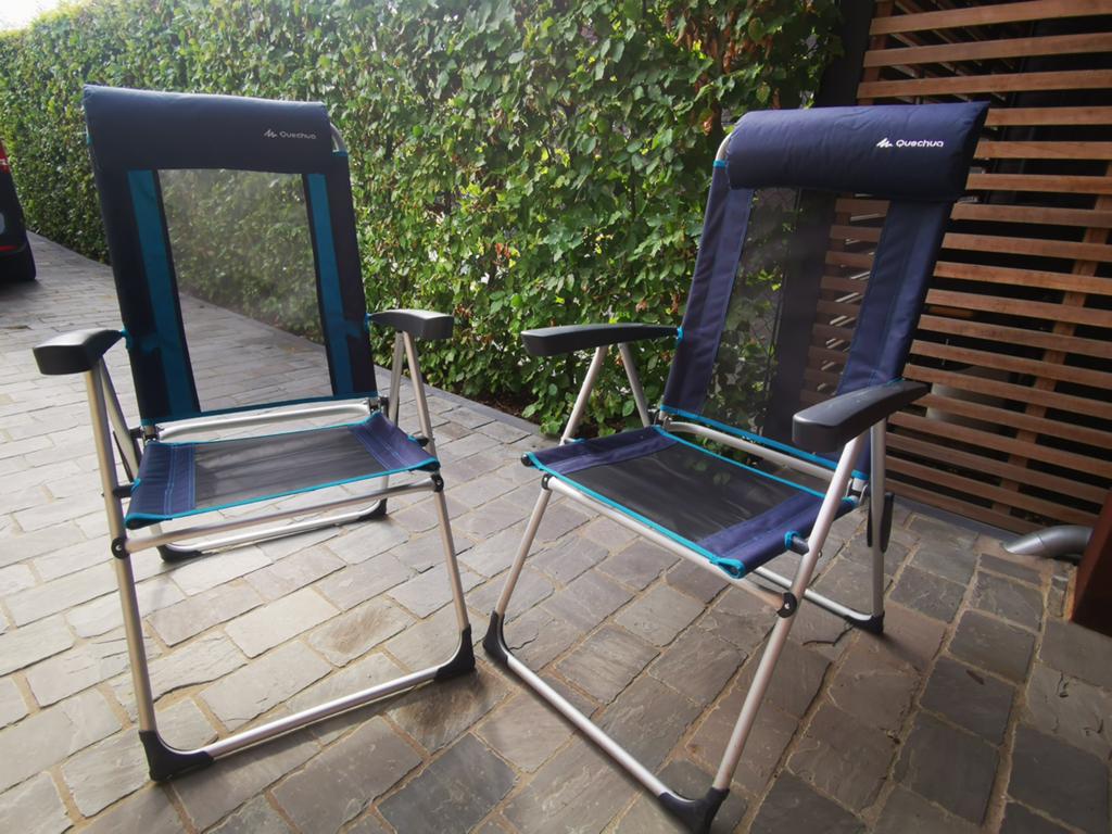 2 campingstoelen met verstelbare rugleuning, Caravans en Kamperen, Ophalen, Zo goed als nieuw