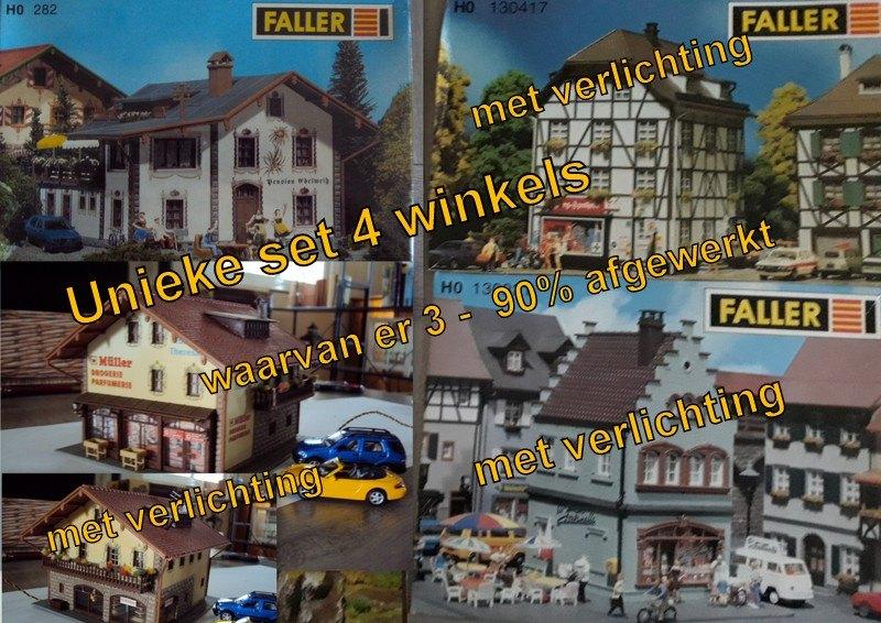 FallerH0set 4 winkels drogisterij pension ijssalon apotheek, Ophalen of Verzenden, Nieuw, Overige typen, Overige merken