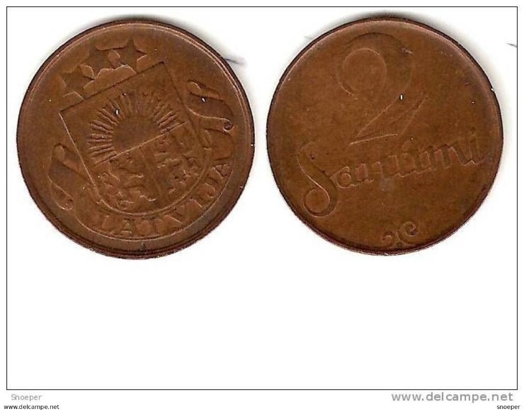 latvia 2 santimi 1922 no mint name km 2 vf+, Envoi, Autres pays, Monnaie en vrac