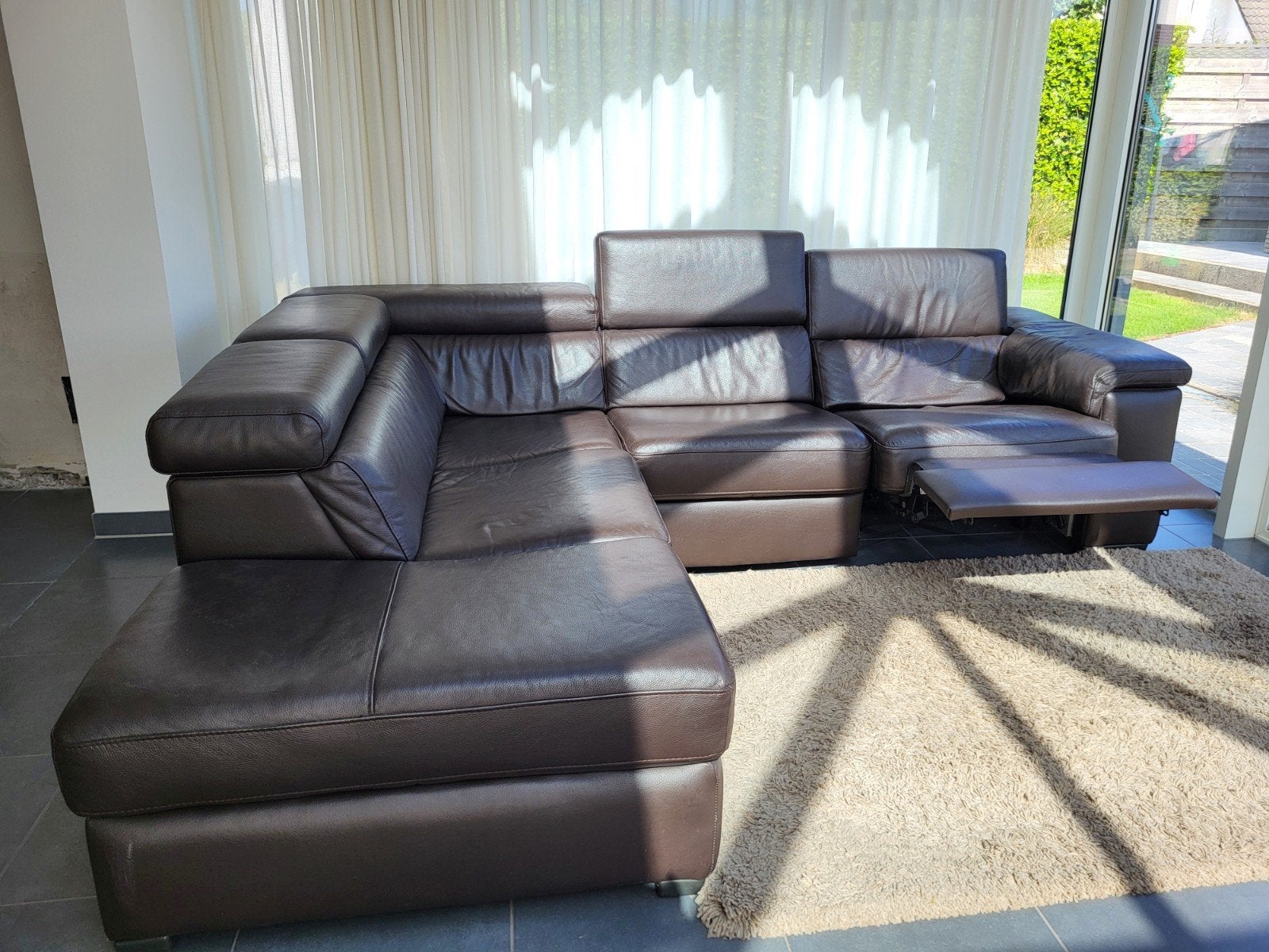 Sofa leder met longchair, Ophalen, Gebruikt, Leer, Modern