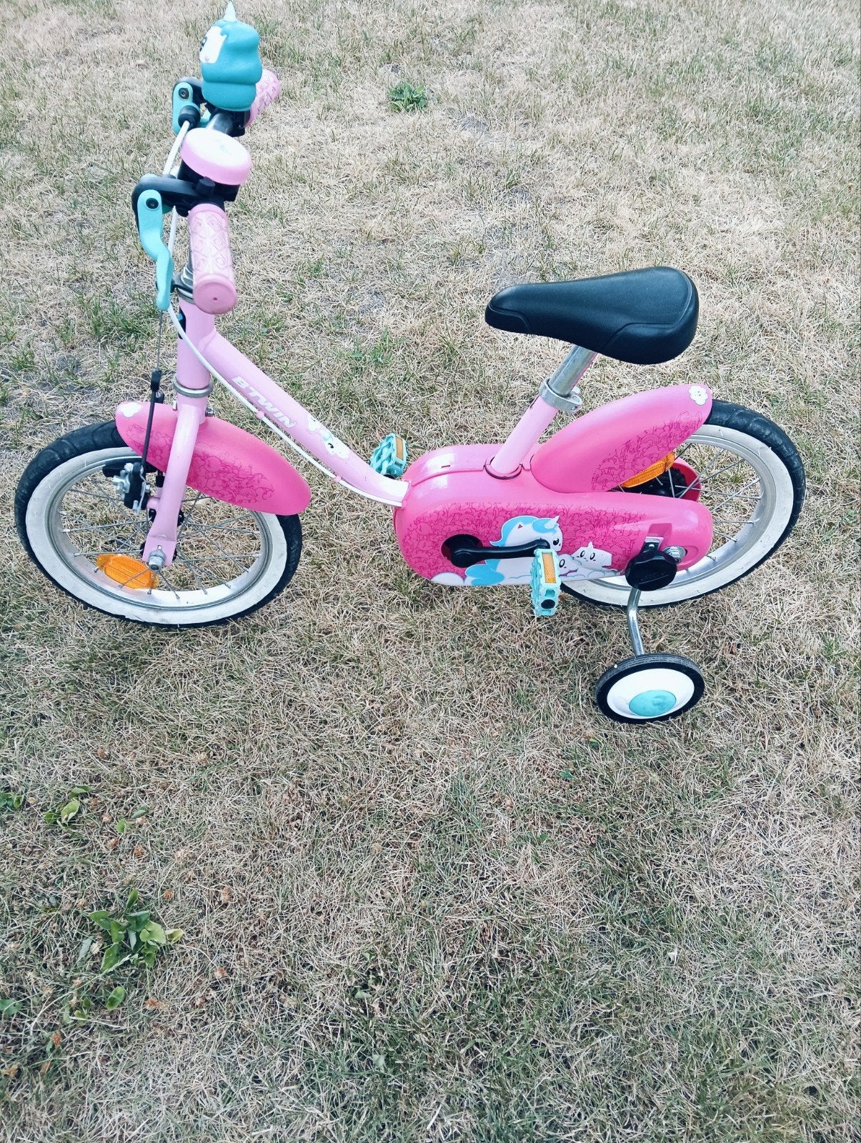 B'twin meisjesfiets 14 inch met zijwieltjes, Ophalen