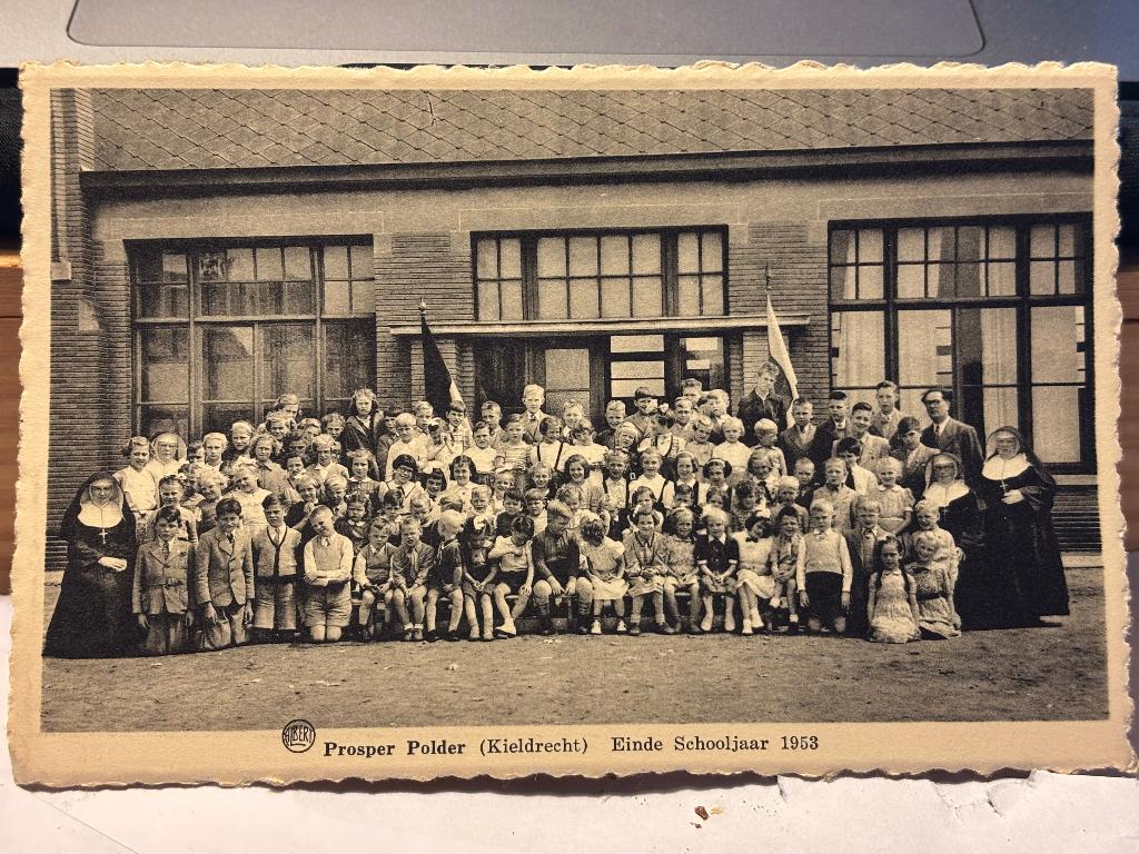 Kieldrecht: ansichtkaart klassefoto einde schooljaar 1953., Ophalen of Verzenden, 1940 tot 1960, Ongelopen, Vlaams-Brabant