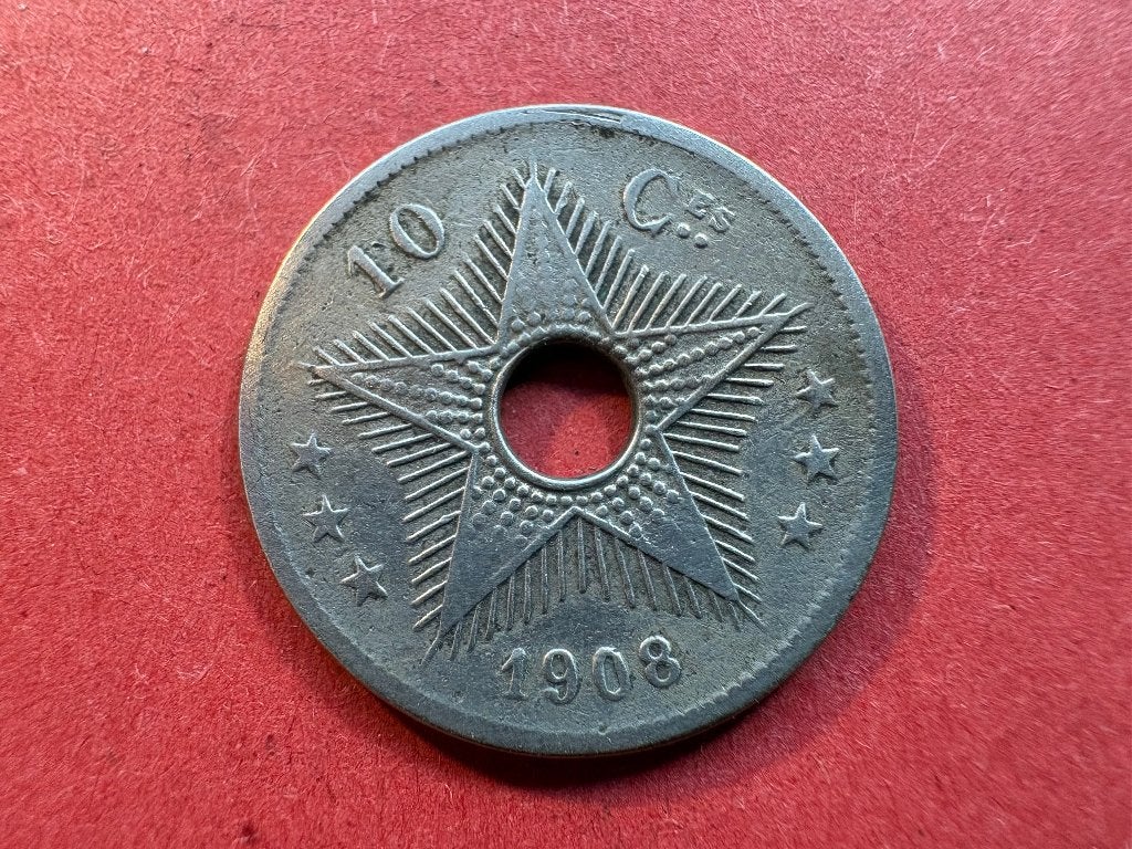 Onafhankelijke Staat Congo - 10 centiem 1908 (#313#), Postzegels en Munten, Munten | Afrika, Losse munt, Overige landen, Ophalen of Verzenden