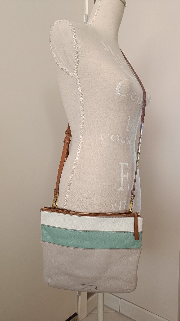 Sac bandoulière Fossil tricolore, Autres marques, Cuir, Enlèvement ou Envoi, Autres couleurs
