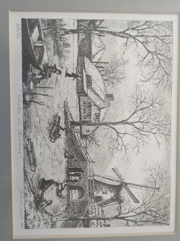 Originele lithografie met de hand gesigneerd John de Jongh, Gelimiteerde oplage, Ophalen of Verzenden, Landschappen, Lithografie