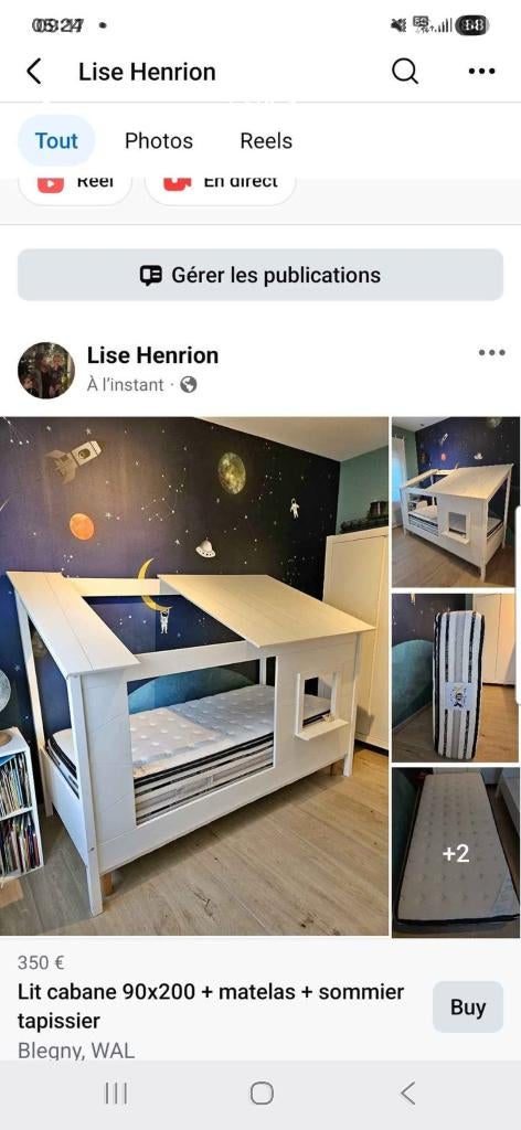 Lit cabane, Enlèvement, Utilisé, Matelas