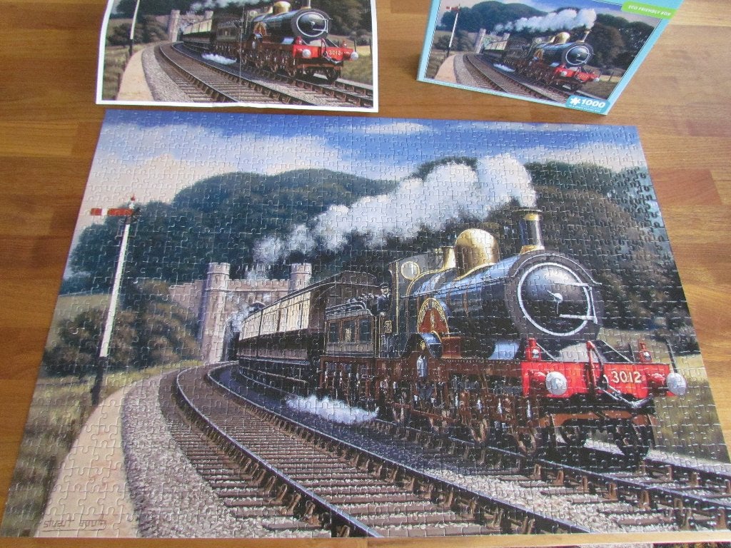 Puzzle de 1000 pièces sur le train à vapeur, Hobby & Loisirs créatifs, Enlèvement, 500 à 1500 pièces, Comme neuf, Puzzle
