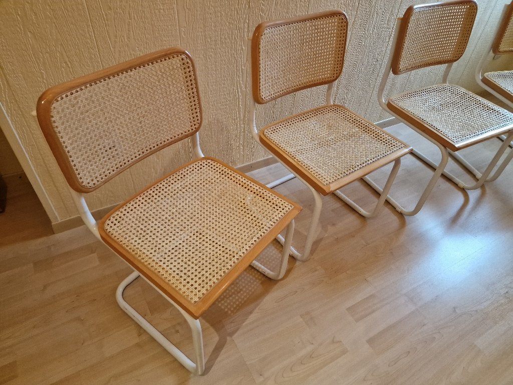 4 stoelen (Thonet ontwerp van Marcel Breuer), Huis en Inrichting, Ophalen, Wit, Hout, Vier