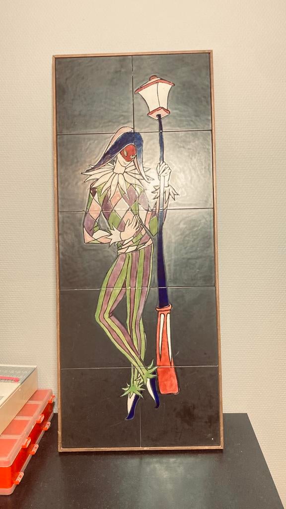 Céramique vintage Junan Belgique : Grand panneau Arlequin, Antiquités & Art, Enlèvement ou Envoi