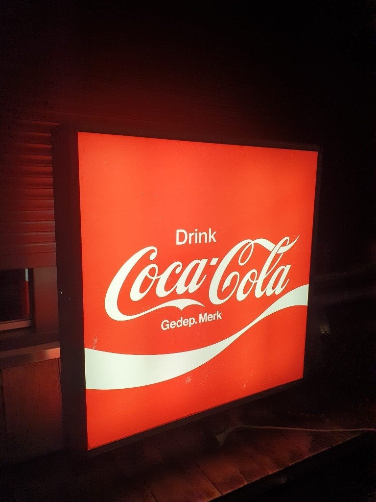 Enseigne Coca-Cola lumineuse recto-verso, Enlèvement, Table lumineuse ou lampe (néon)