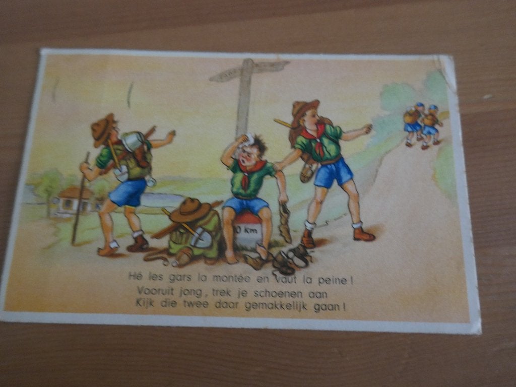 postkaart humor scouts, Verzenden, Gelopen
