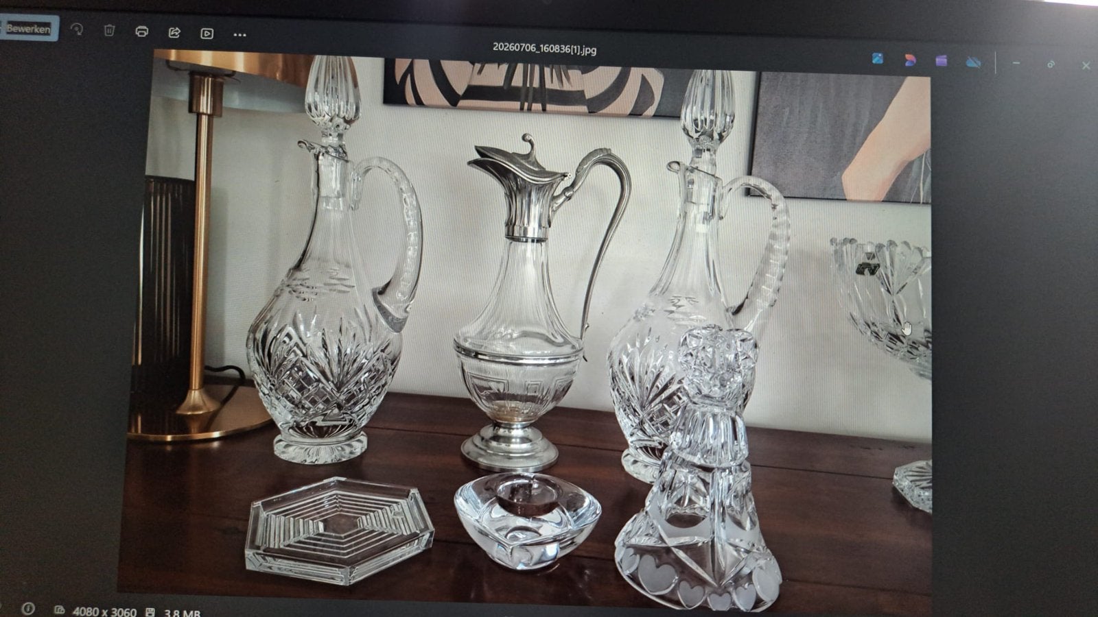 Lot Kristal servieswerk, Enlèvement