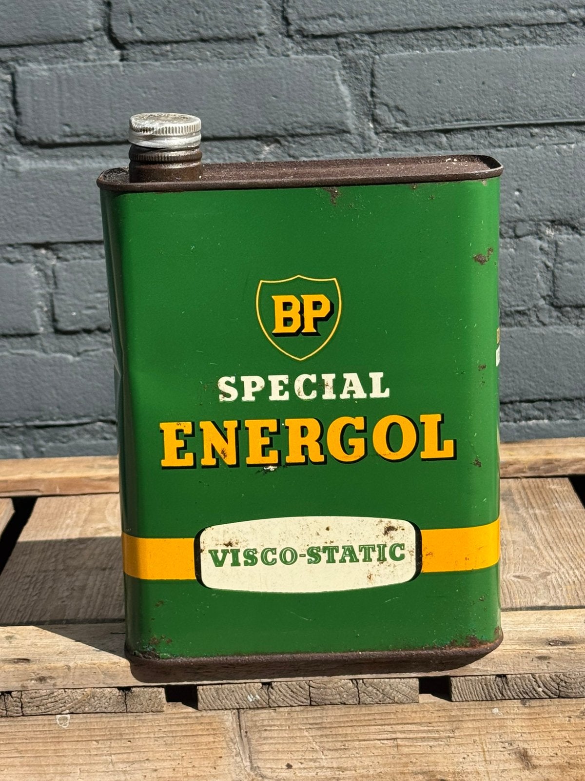 BP Energol Special 2 Liter olie blik, Verzamelen, Ophalen of Verzenden, Gebruikt, Overige, Overige merken