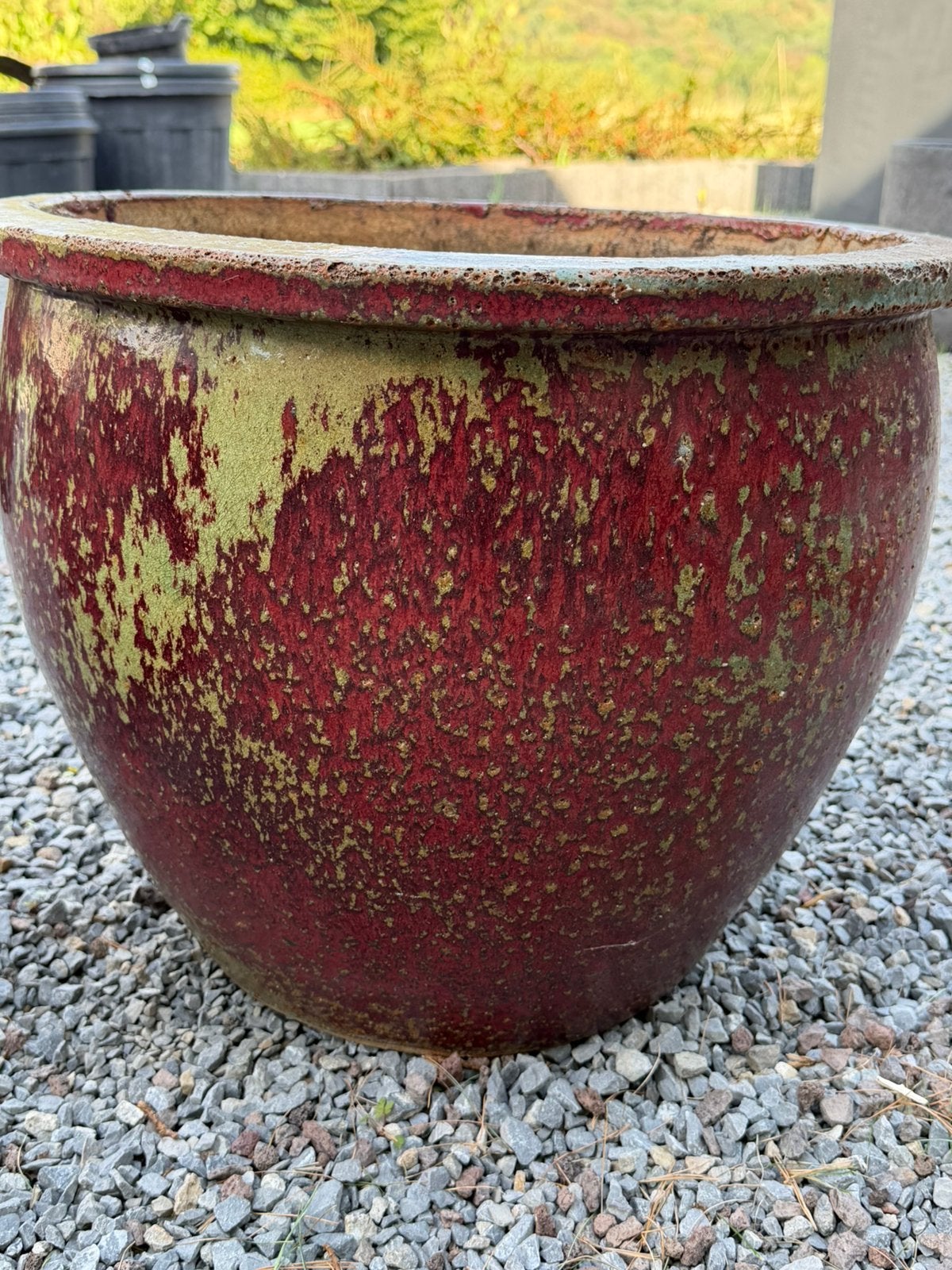 2x pot céramique émaillé rouge/vert, Jardin & Terrasse, Enlèvement, Comme neuf, Jardin
