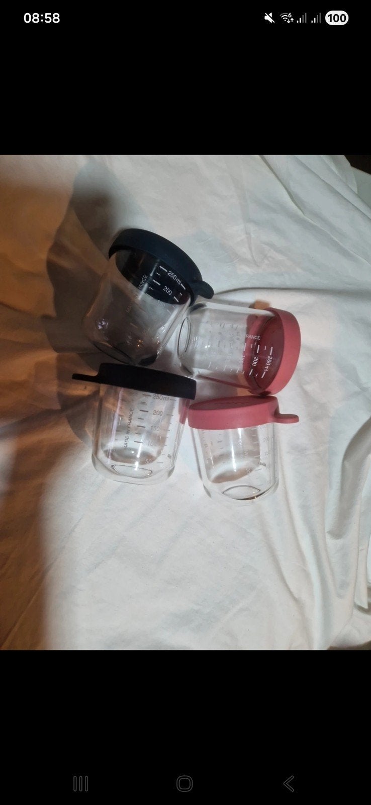 4 pots de conservation beaba 250ml, Enlèvement ou Envoi