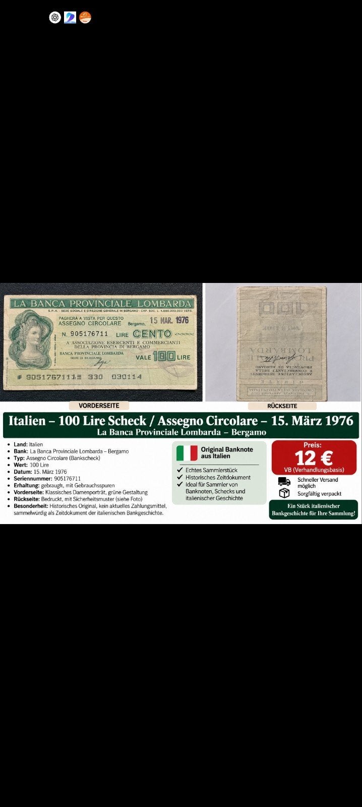 billet de banque, Enlèvement ou Envoi
