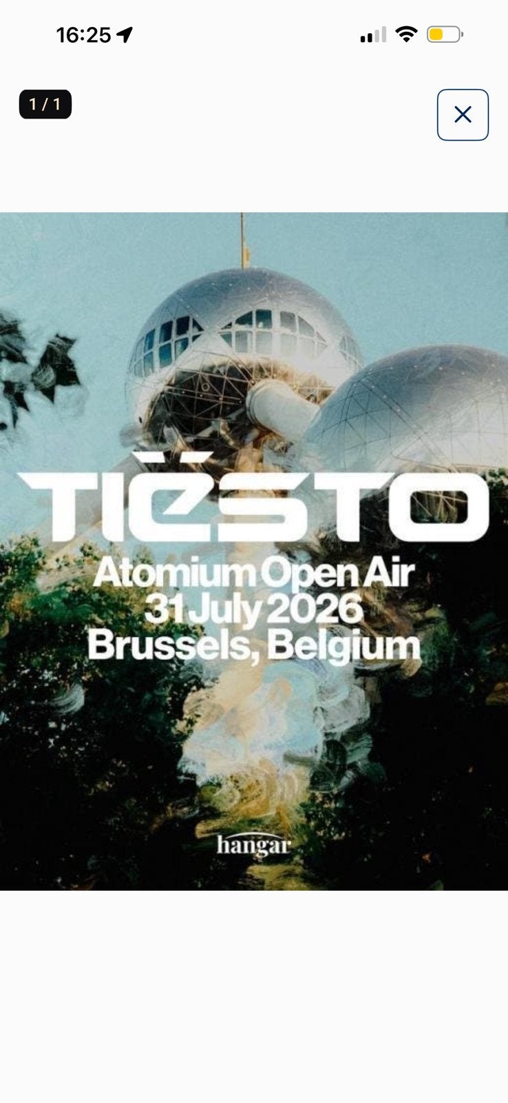 2 billets électroniques Tiesto Atomium 31/07/2026