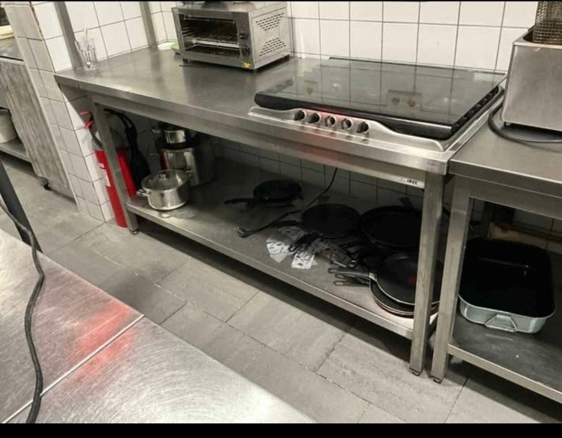 Professionele RVS kookwerkbank met ingebouwd 5-pits gasfornu, Ophalen