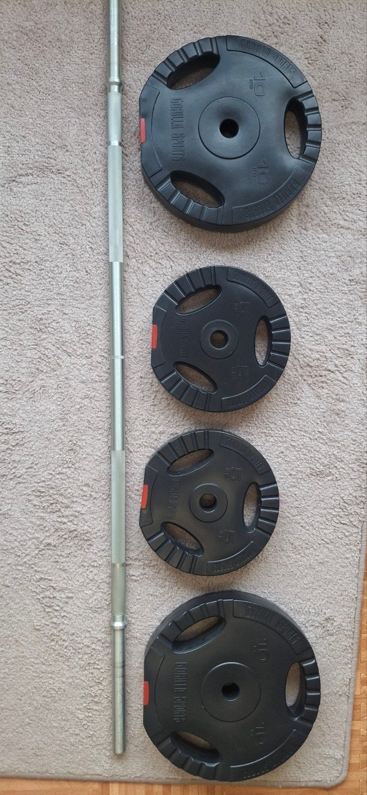 Halterstang lengte 155 dikte 28mm met 30kg gewichten, Sport en Fitness, Fitnessmaterialen, Ophalen