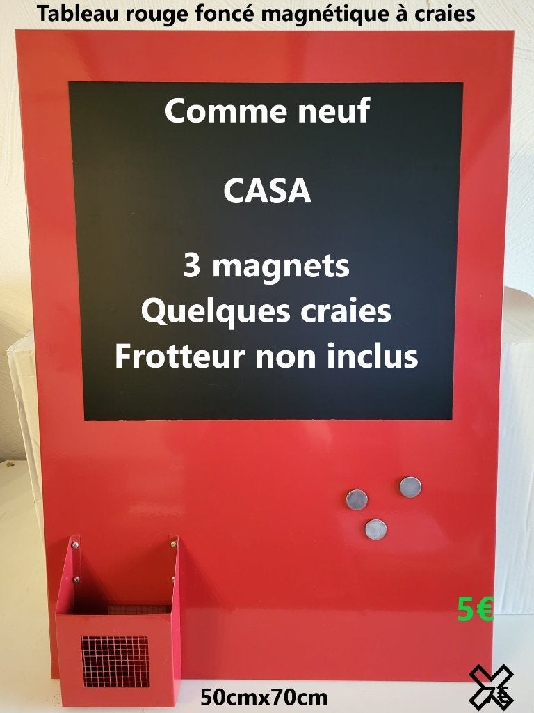 Tableau magnétique rouge foncé avec craies - CASA, Enlèvement, Comme neuf, Garçon ou Fille
