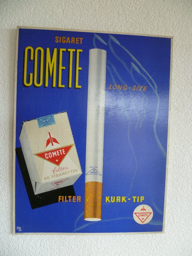 KARTONNEN RECLAME DISPLAY"COMETE SIGARETTEN"UIT JAREN 60, Ophalen of Verzenden, Gebruikt, Reclamebord