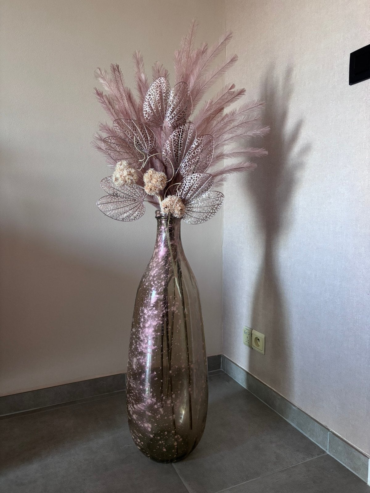 Decoratieve vaas met droogbloemen, Maison & Meubles, Enlèvement, Neuf, Rose