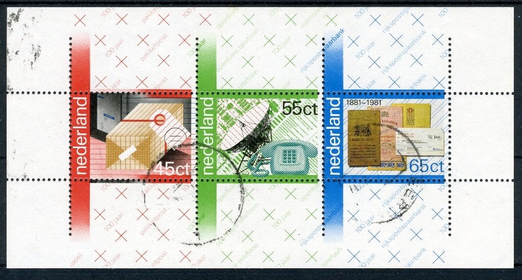 NEDERLAND 1223 gestempeld Blok 1981 - 100 jaar P.T.T. -1, Verzenden, Na 1940, Gestempeld