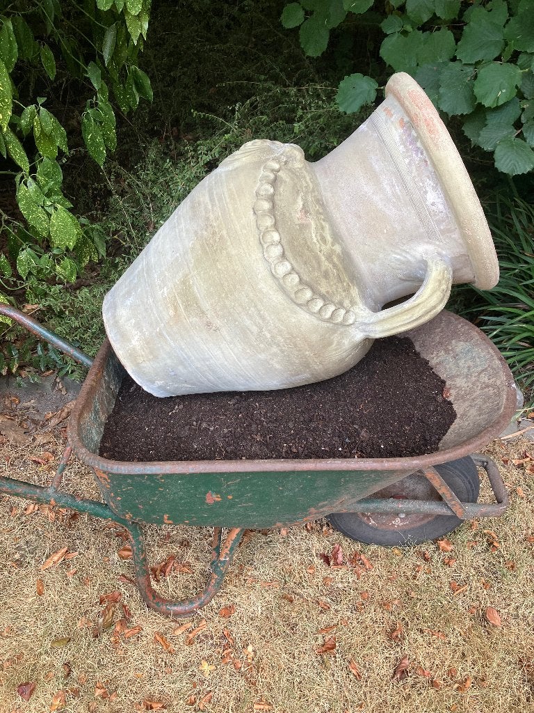 XL Vintage bloempot amfoor - 70cm hoog, Enlèvement, Rond, Terracotta, Jardin