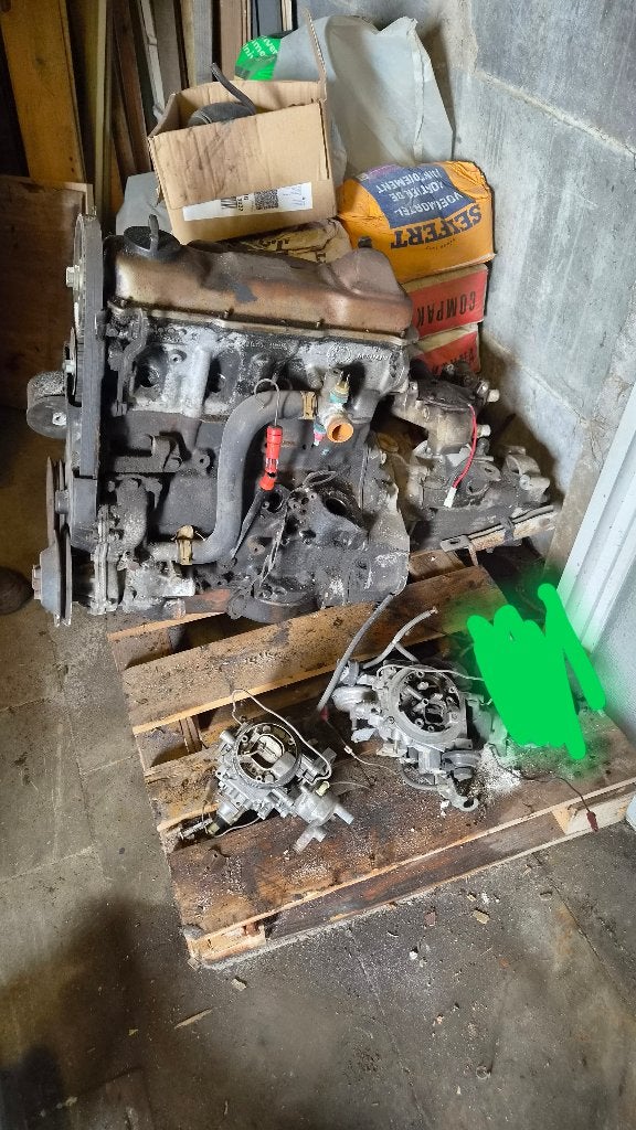 VW golf 1 1.8 motor + boite + 2 carbu Pierburg 1B en 2E, Ophalen, Gebruikt, Oldtimer onderdelen