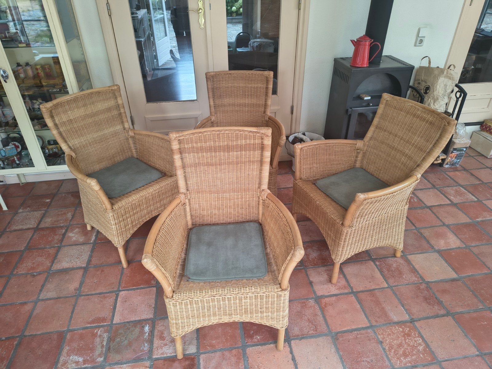 stoelen riet, Tuin en Terras, Ophalen
