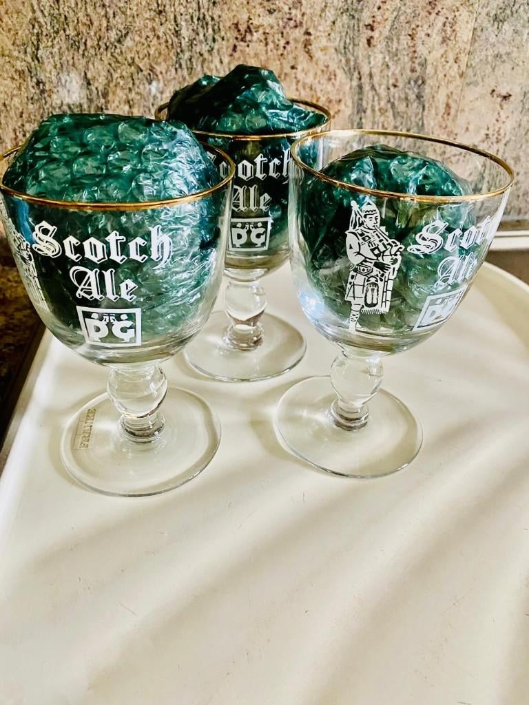 De Gheest Scotch Ale Aalst 3 bierglazen., Ophalen, Zo goed als nieuw, Glas of Glazen, Overige merken