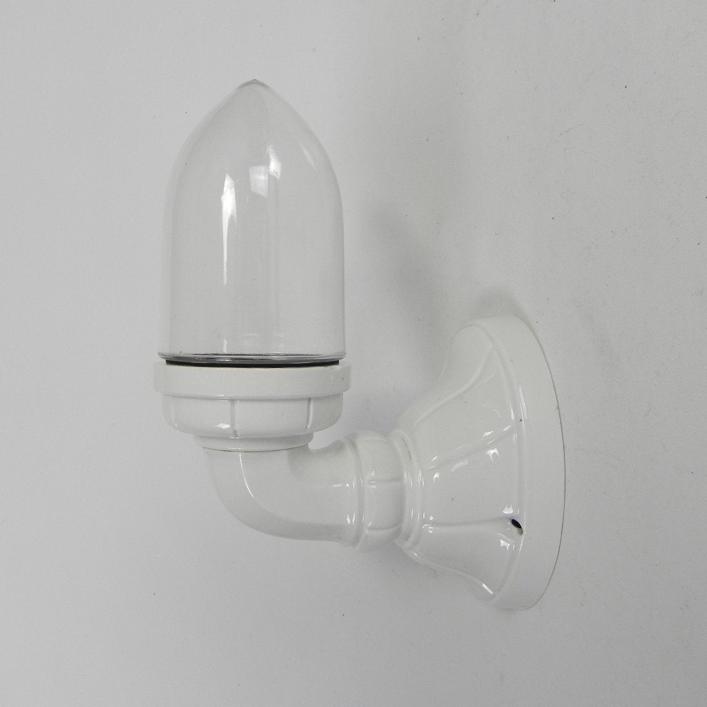 Porseleinen wandlamp met transparant glazen kap, jaren 30, Antiek en Kunst, Antiek | Verlichting, Ophalen of Verzenden