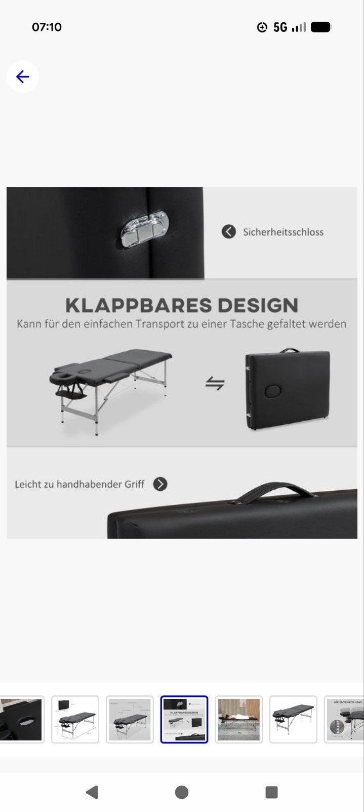 massagetafel inklapbaar, Ophalen, Massagetafel
