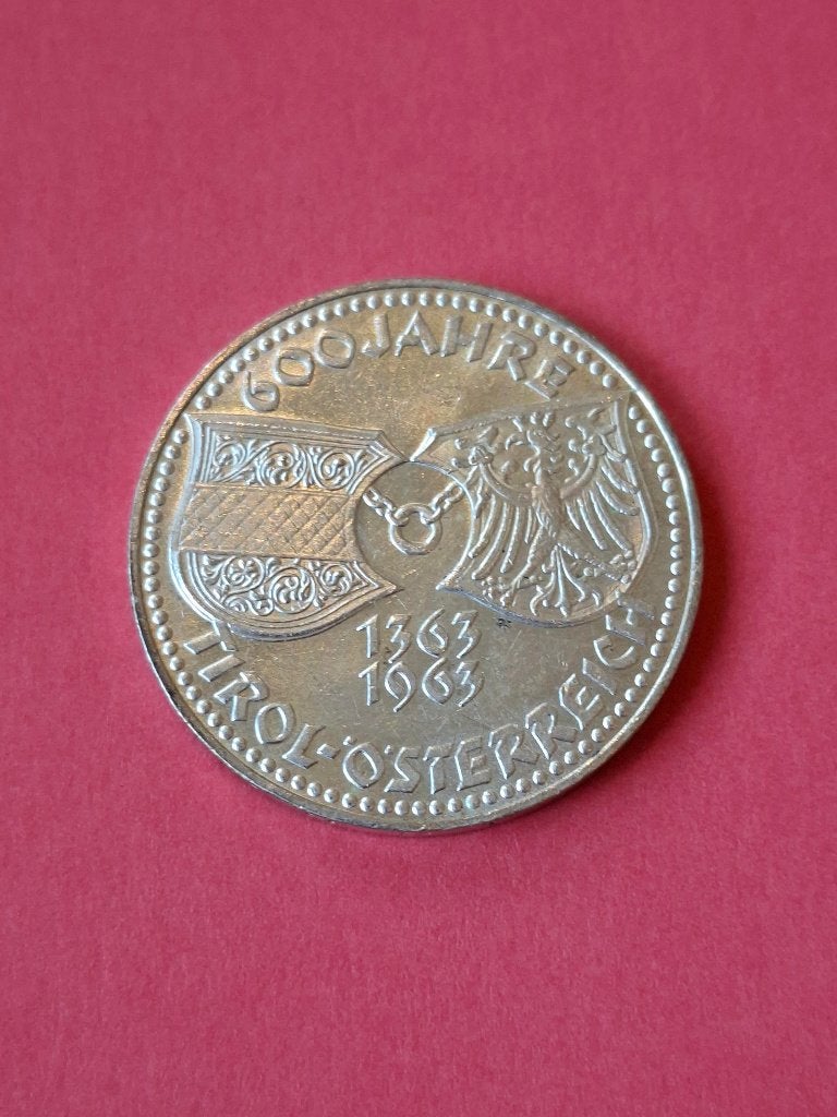 1963 Oostenrijk 50 schilling zilver 600 jaar Tirol, Verzenden, Oostenrijk, Losse munt, Zilver