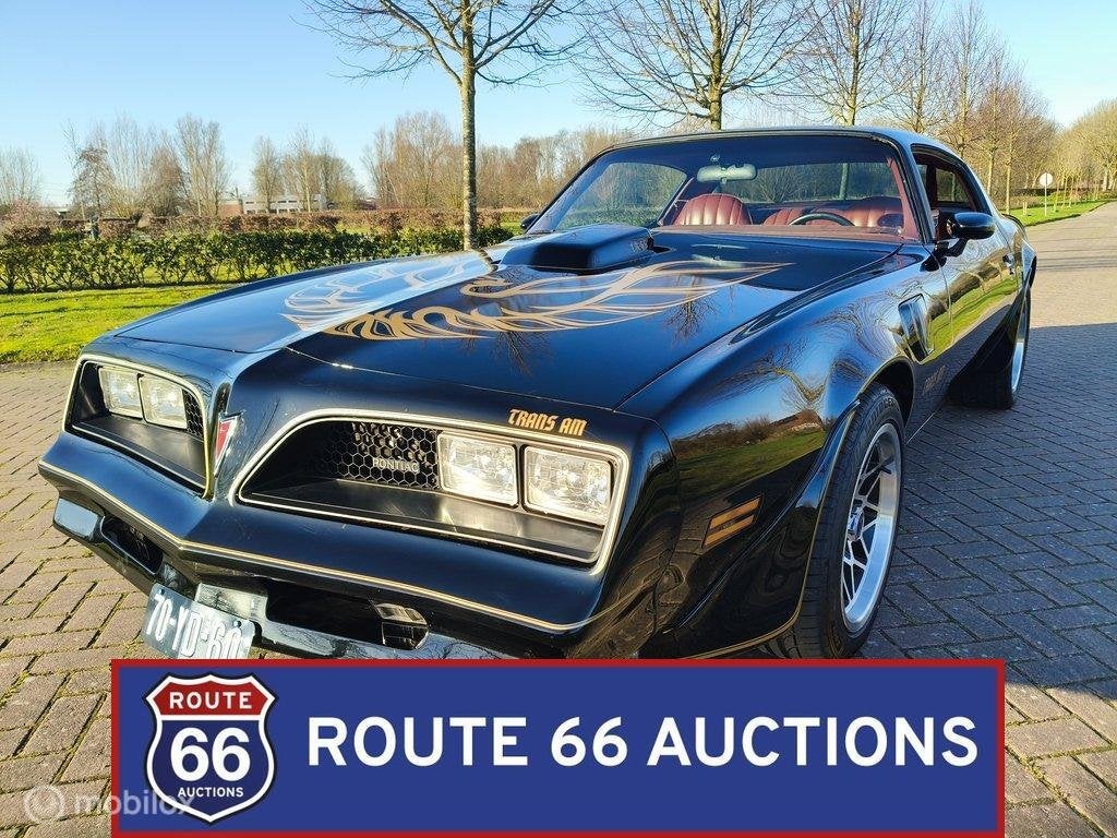 Pontiac Firebird Trans Am | 1977 | Route 66 Auctions, Pontiac, Zwart, Bedrijf, Handgeschakeld