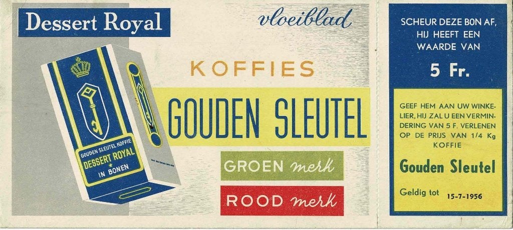 Sleutel koffies - 1956, Verzenden, Zo goed als nieuw, Overige typen
