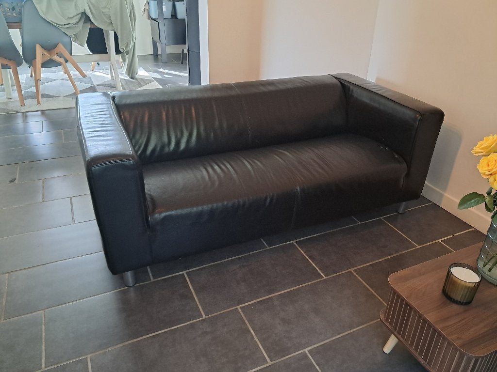 Fauteuil en cuir noir, Maison & Meubles, Fauteuils, Enlèvement, Utilisé, Cuir