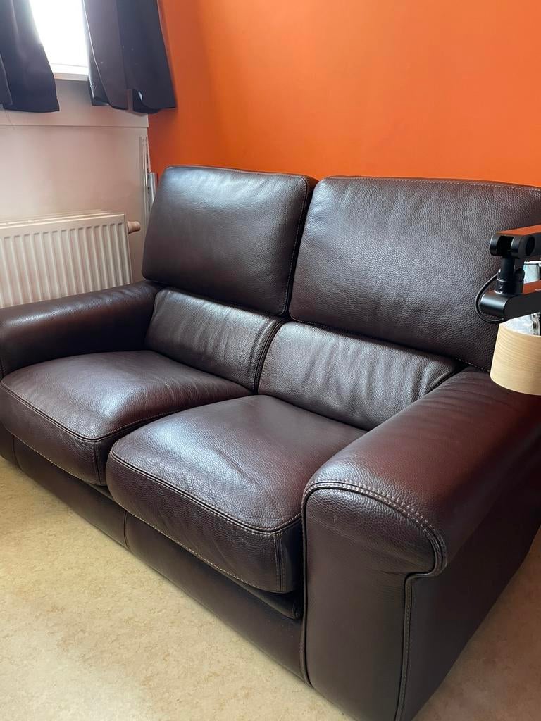 Volledige ledere zetel (2 persoon), Huis en Inrichting, Zetels | Complete zithoeken, Zo goed als nieuw, Leer, Ophalen