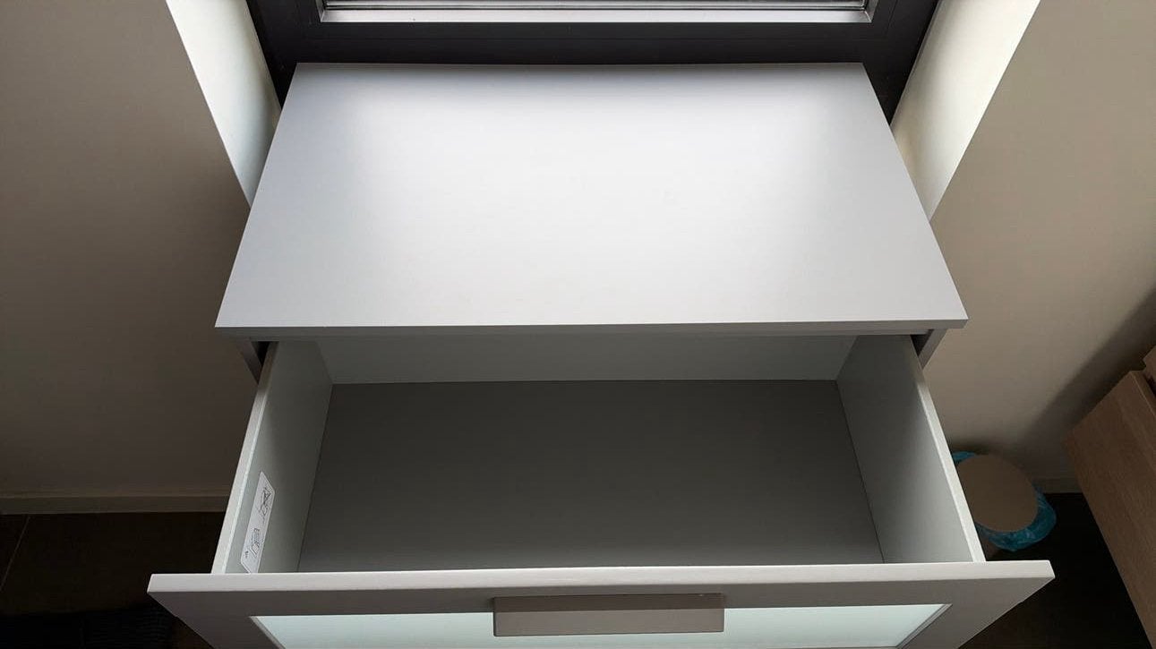 Commode grise à 3 tiroirs IKEA avec façade en PVC, Maison & Meubles, Enlèvement, Comme neuf