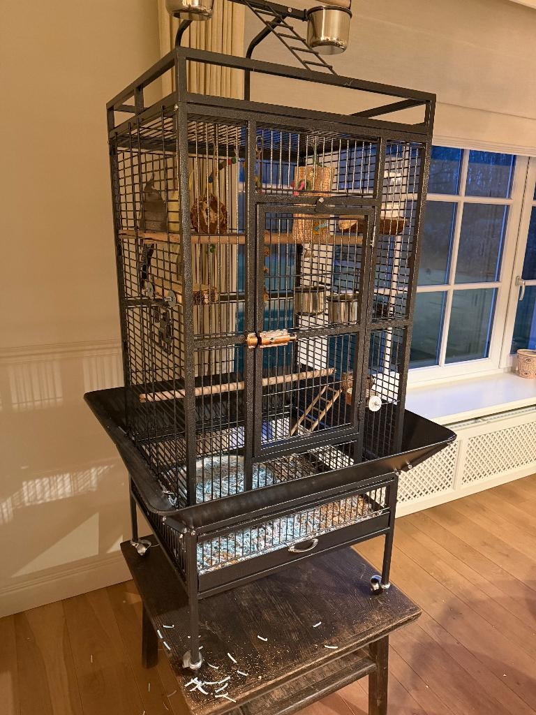 Vogelkooi op wieltjes - Bijna nieuwstaat, Enlèvement, Comme neuf, Métal, Cage à oiseaux