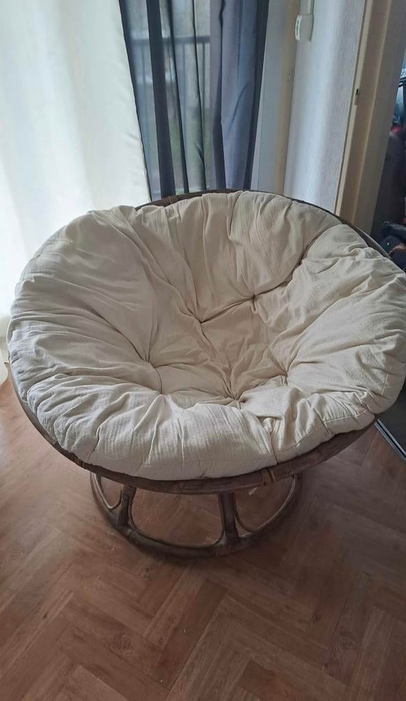 Fauteuil osier papasan, Huis en Inrichting, Ophalen, Rond, Riet of Rotan, 75 tot 100 cm