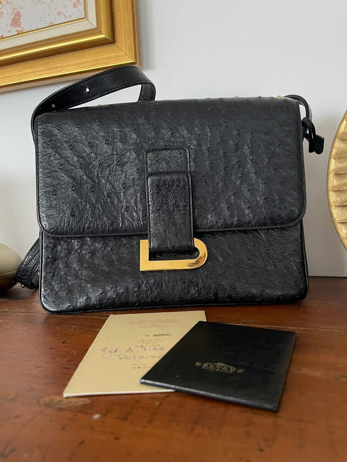 Delvaux "Le Poirier" Ostrich, Enlèvement, Comme neuf, Noir
