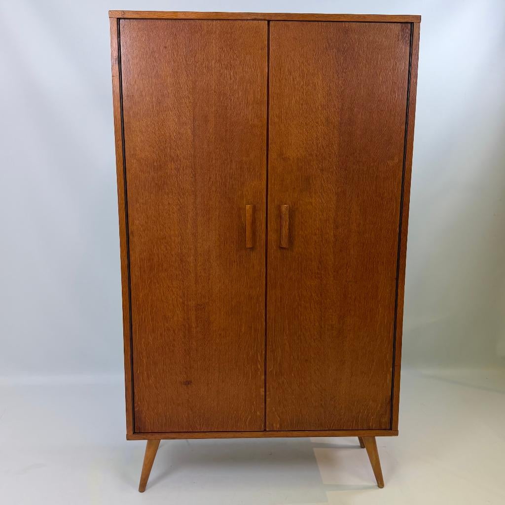 Mid-century modern kleerkast, Huis en Inrichting, Met deur(en), Gebruikt, Teakhout, 100 tot 150 cm