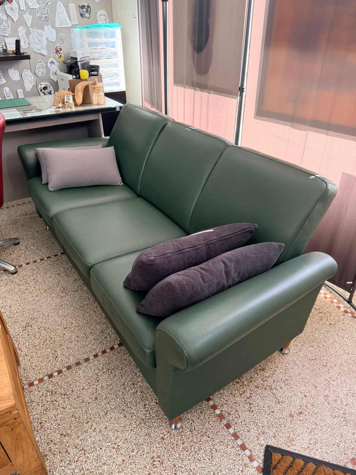 Lederen zetel te koop, Huis en Inrichting, Ophalen, Driepersoons, Zo goed als nieuw, 200 tot 250 cm
