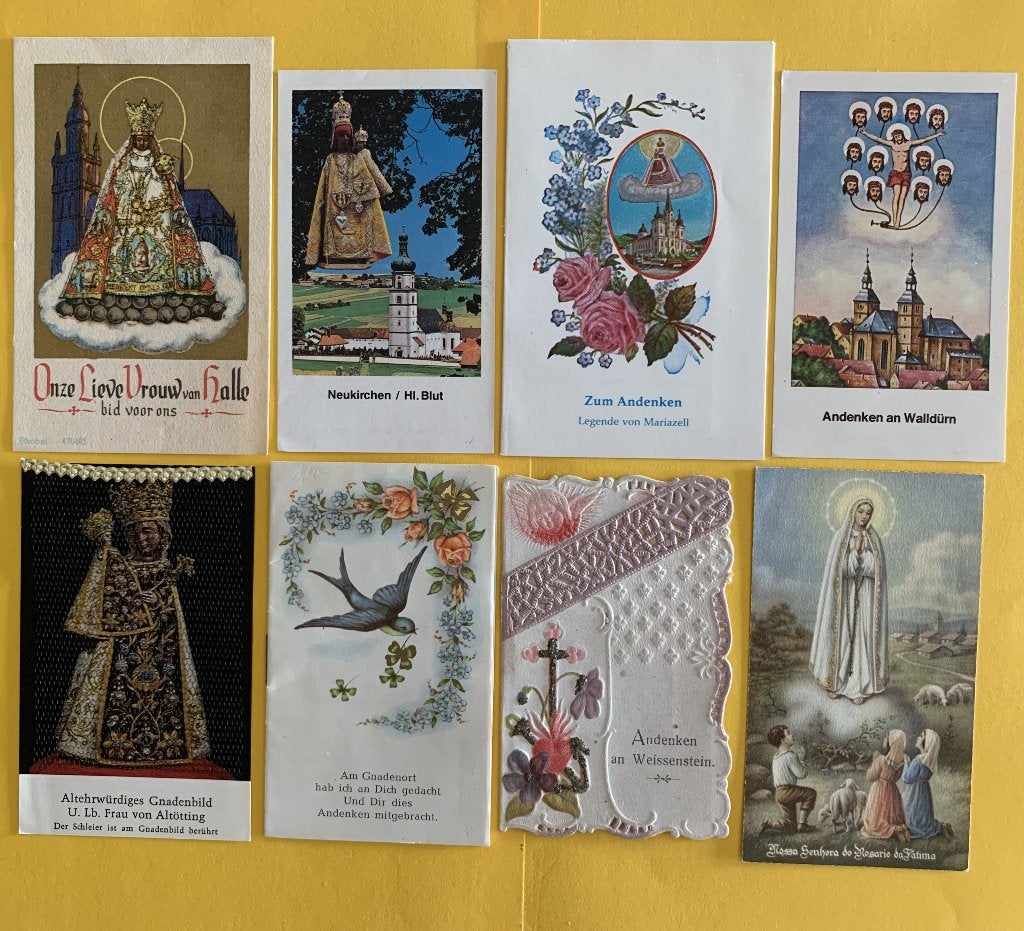 Verzameling 208 oude bidprentjes Bedevaart en O.L.Vrouw, Enlèvement ou Envoi, Utilisé, Carte ou Gravure, Christianisme | Catholique