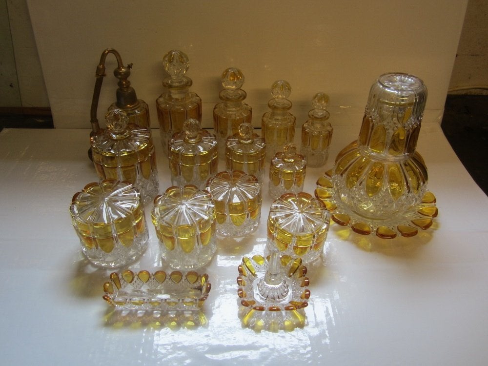 Coffret ancien unique Val St Lambert 18 pièces !, Antiquités & Art, Enlèvement ou Envoi