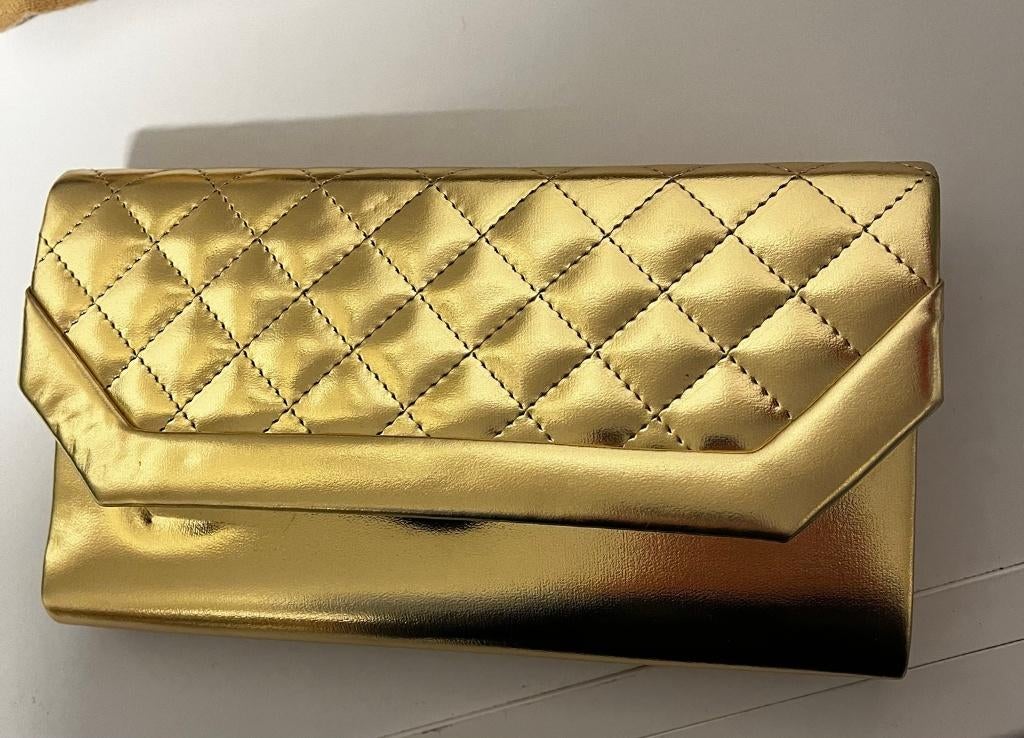Gewatteerde gouden avondtas — chique en tijdloze stijl, Ophalen, Nieuw, Overige kleuren, Avondtasje