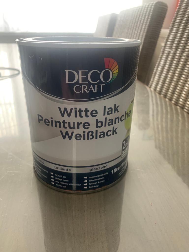 Witte lak peinture blache 1l, Doe-het-zelf en Bouw, Verf, Beits en Lak, Ophalen, Zo goed als nieuw, Lak