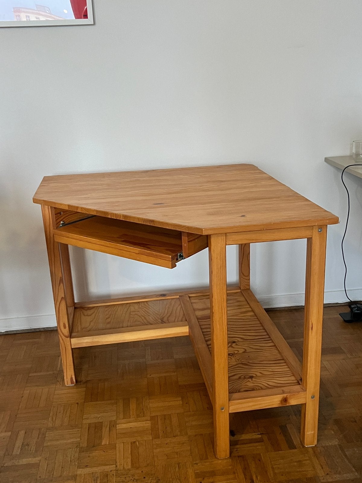 Hoekbureau in hout, Huis en Inrichting, Ophalen, Gebruikt, 88 cm, Hout
